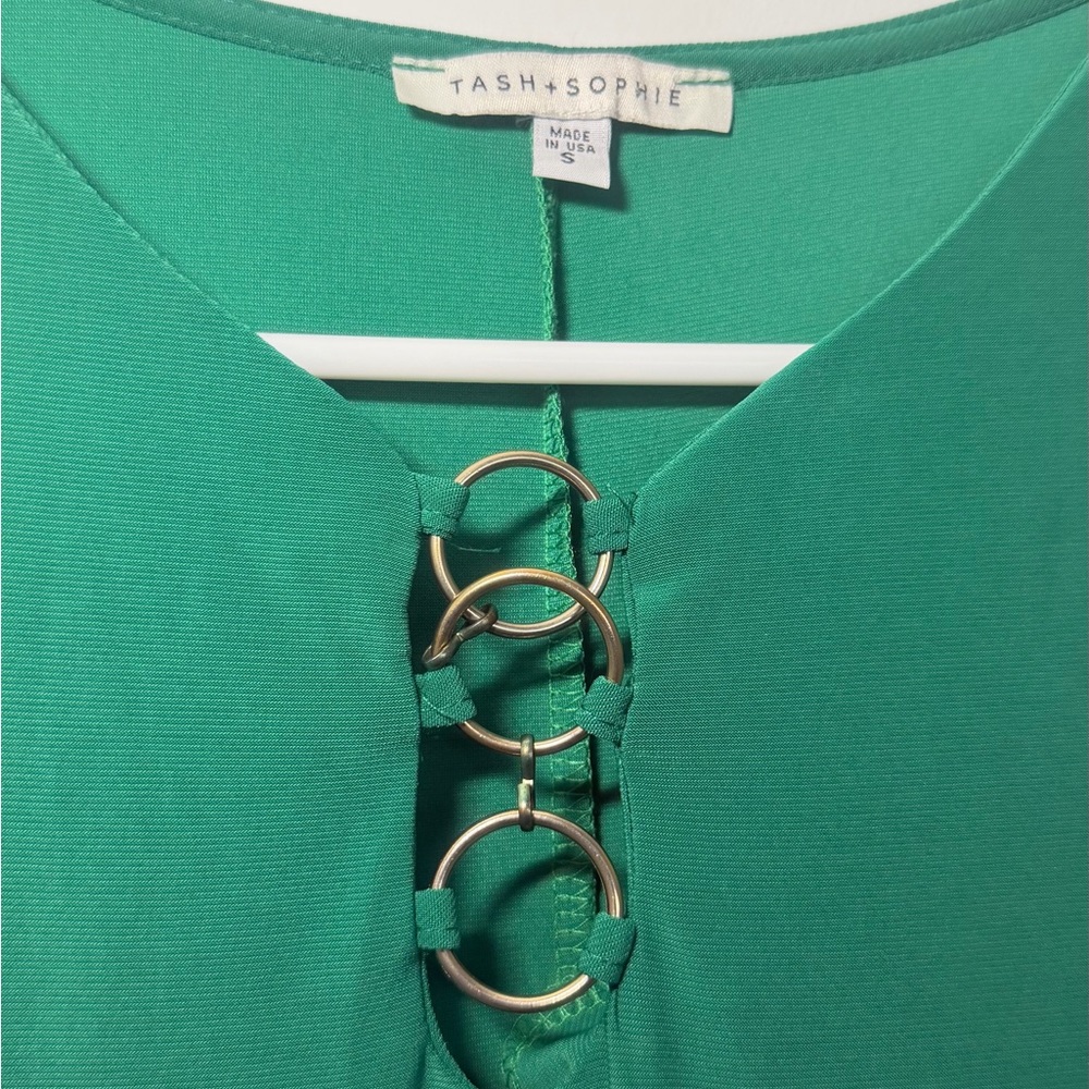 Tash + Sophie Emerald Green Dress with Ring Detail